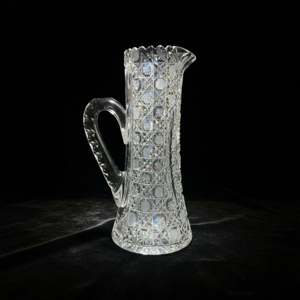 Antique American Brilliant Cut Crystal Water Pitcher-ABP-Victorian-Edwardian